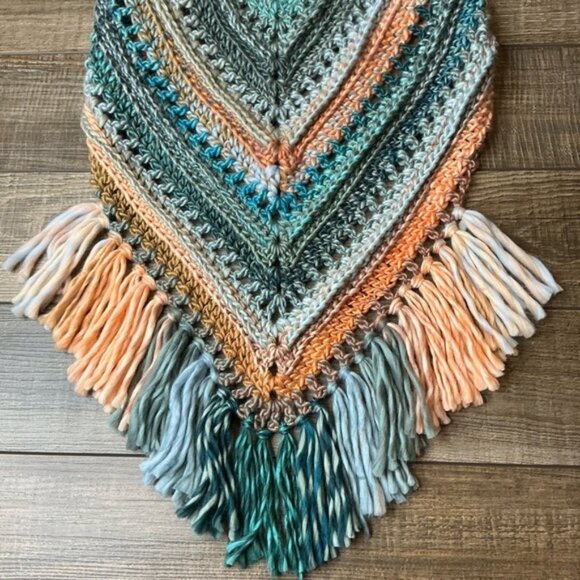 Handcrafted Crochet Cowl Neck Scarf With Fringe New Handmade by Seller Knit - Picture 16 of 16